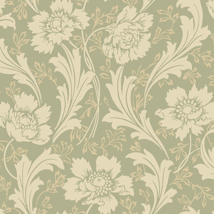 Groen Bloemen - DU02-0100 - Image1 - Gammalsvenska Papper - 100-02