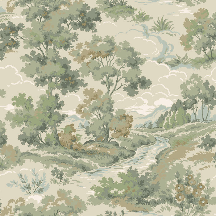 Groen Toile de Jouy - DU03-0540 - Image1 - Gammalsvenska Papper - 540-03
