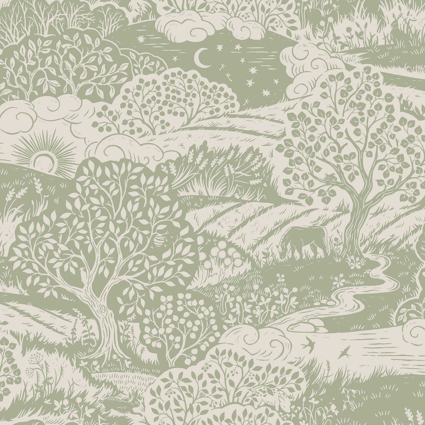 Groen Toile de Jouy - BS30-0158 - Image1 - Nordic Folks - 5830