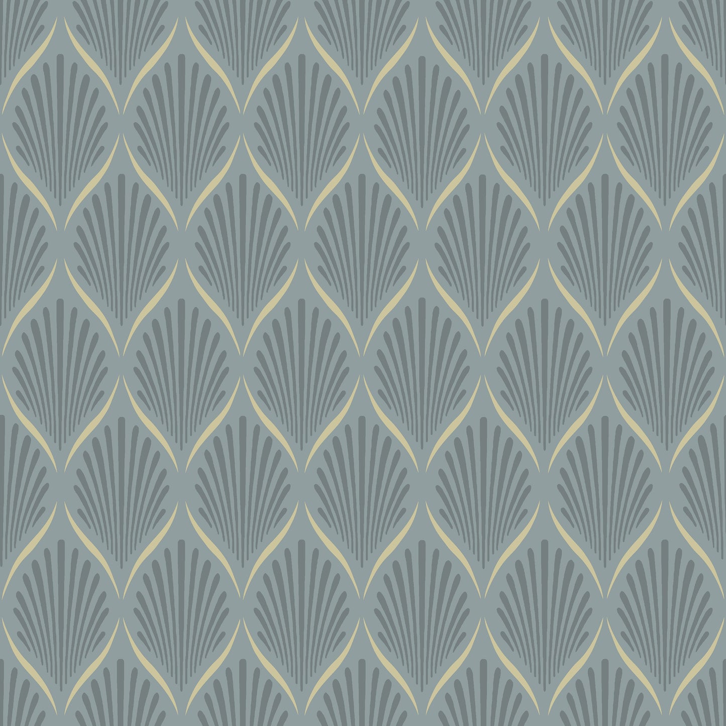 Blauw Art Deco - DU03-0681 - Image1 - Blommor & Blad - 681-03